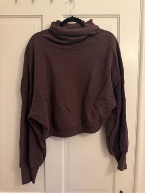 Agolde Cropped Burgundy Turtleneck Sweater